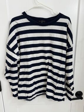 J. Crew Navy and White Striped Long Sleeve Shirt